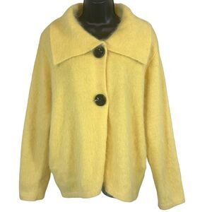 Venesha, High Quality Angora Yellow Cardigan Sweater